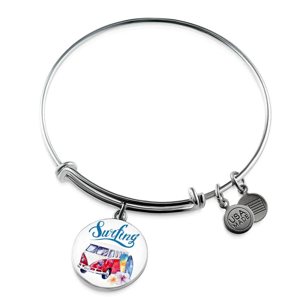 VW Bus Surfing Bangle Bracelet