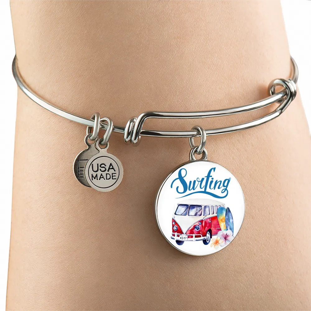 VW Bus Surfing Bangle Bracelet