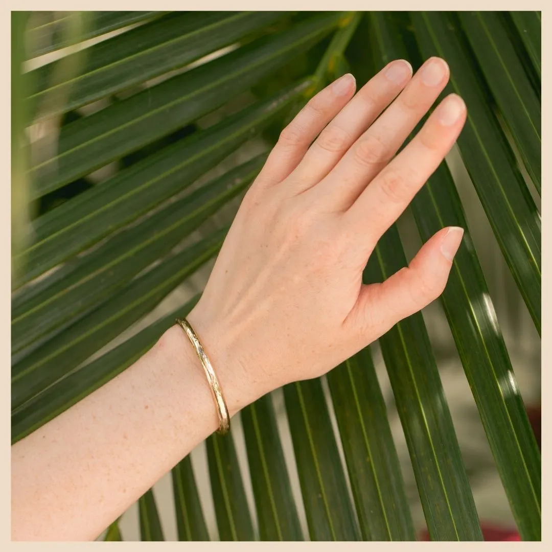 Wanderlust Hammered Gold Bangle Cuff Bracelet