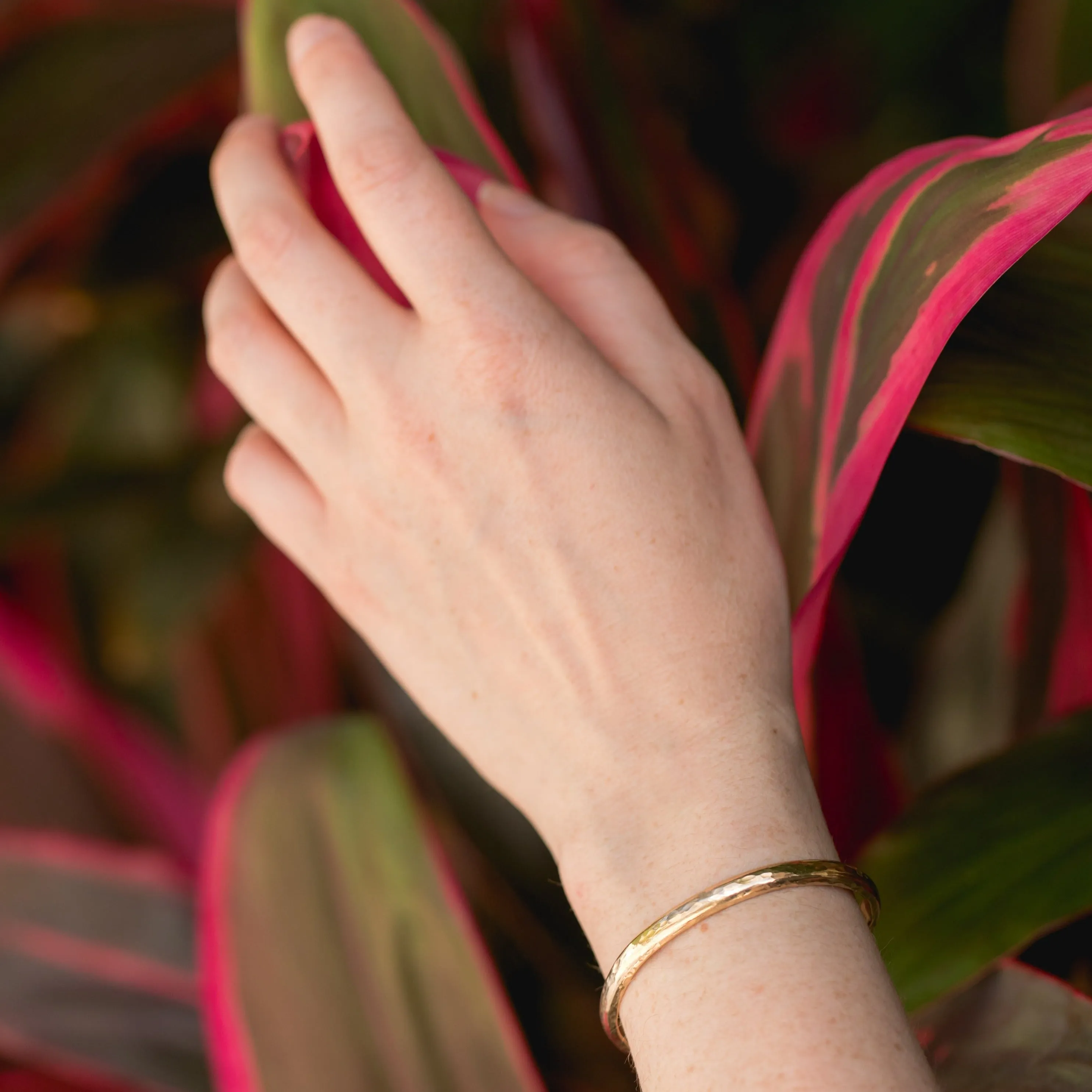 Wanderlust Hammered Gold Bangle Cuff Bracelet