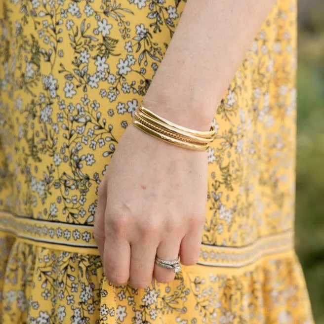 Wanderlust Hammered Gold Bangle Cuff Bracelet