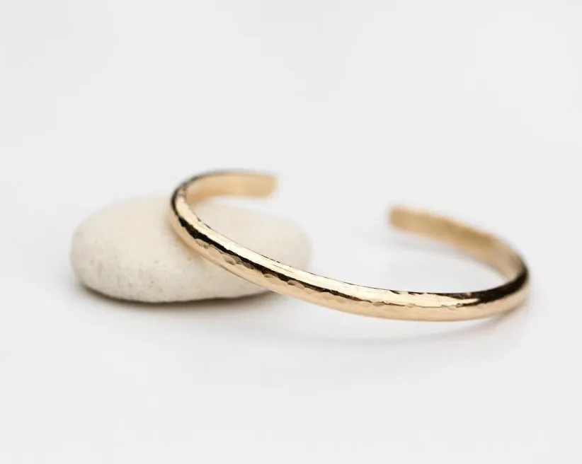 Wanderlust Hammered Gold Bangle Cuff Bracelet