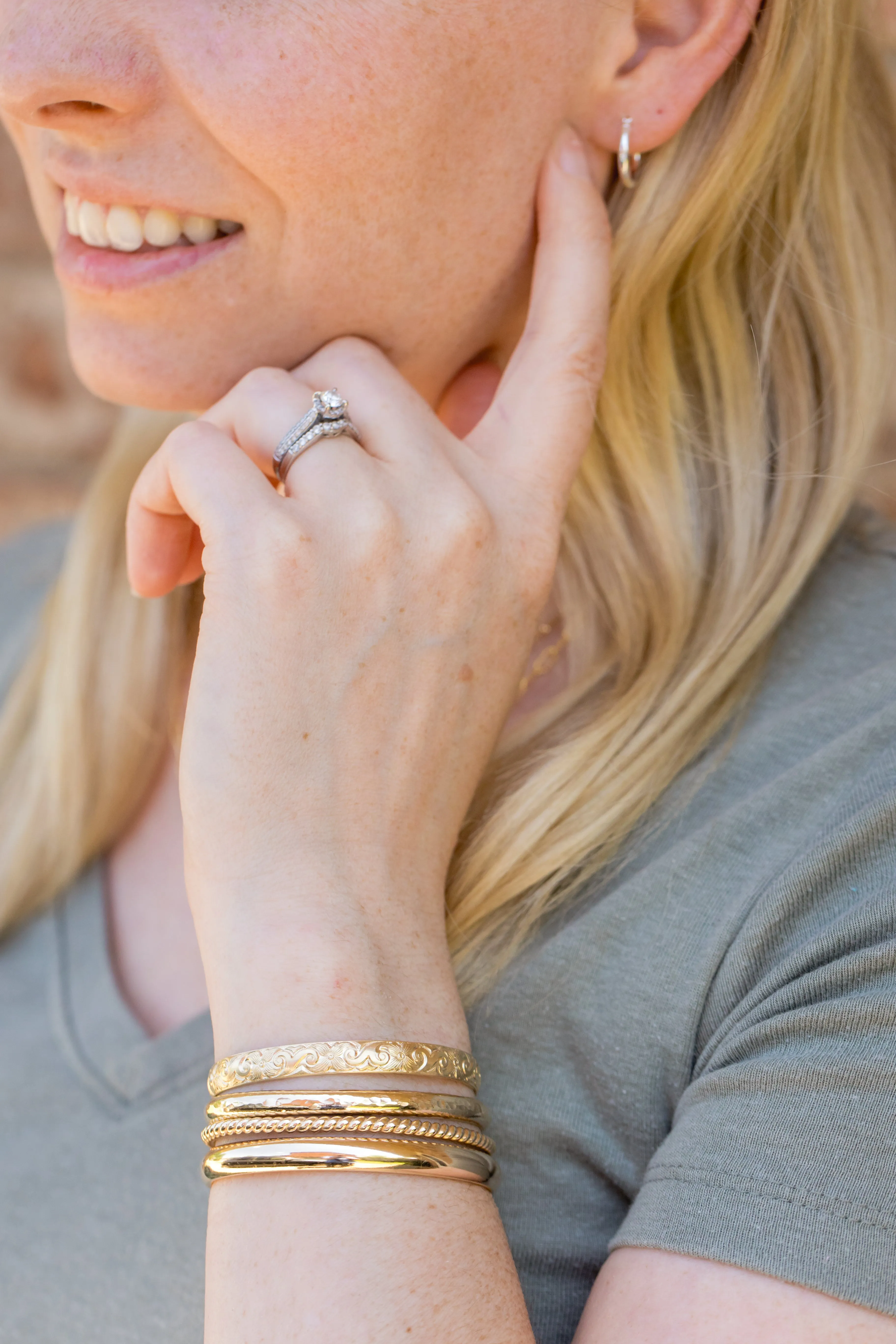 Wanderlust Hammered Gold Bangle Cuff Bracelet