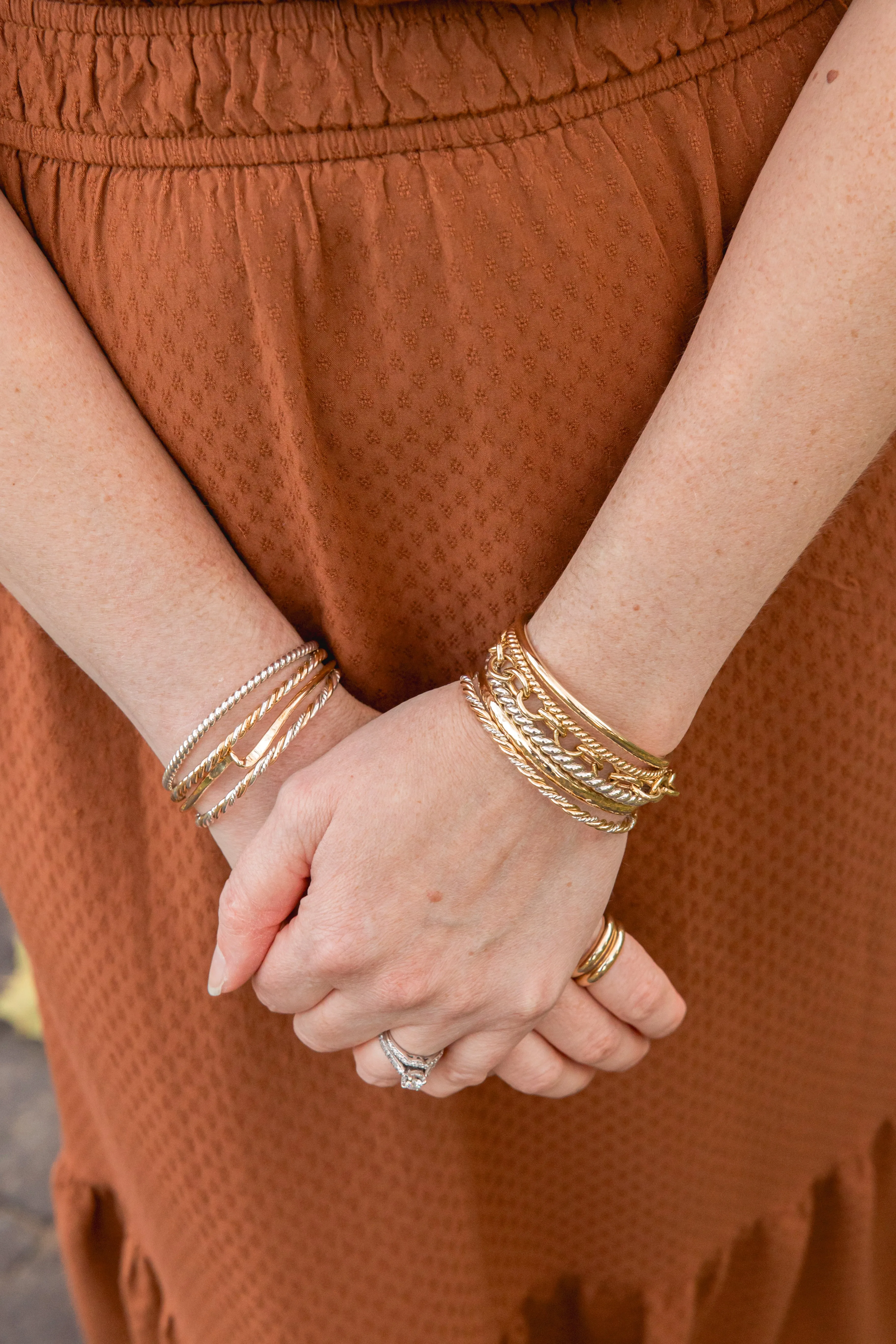 Wanderlust Hammered Gold Bangle Cuff Bracelet