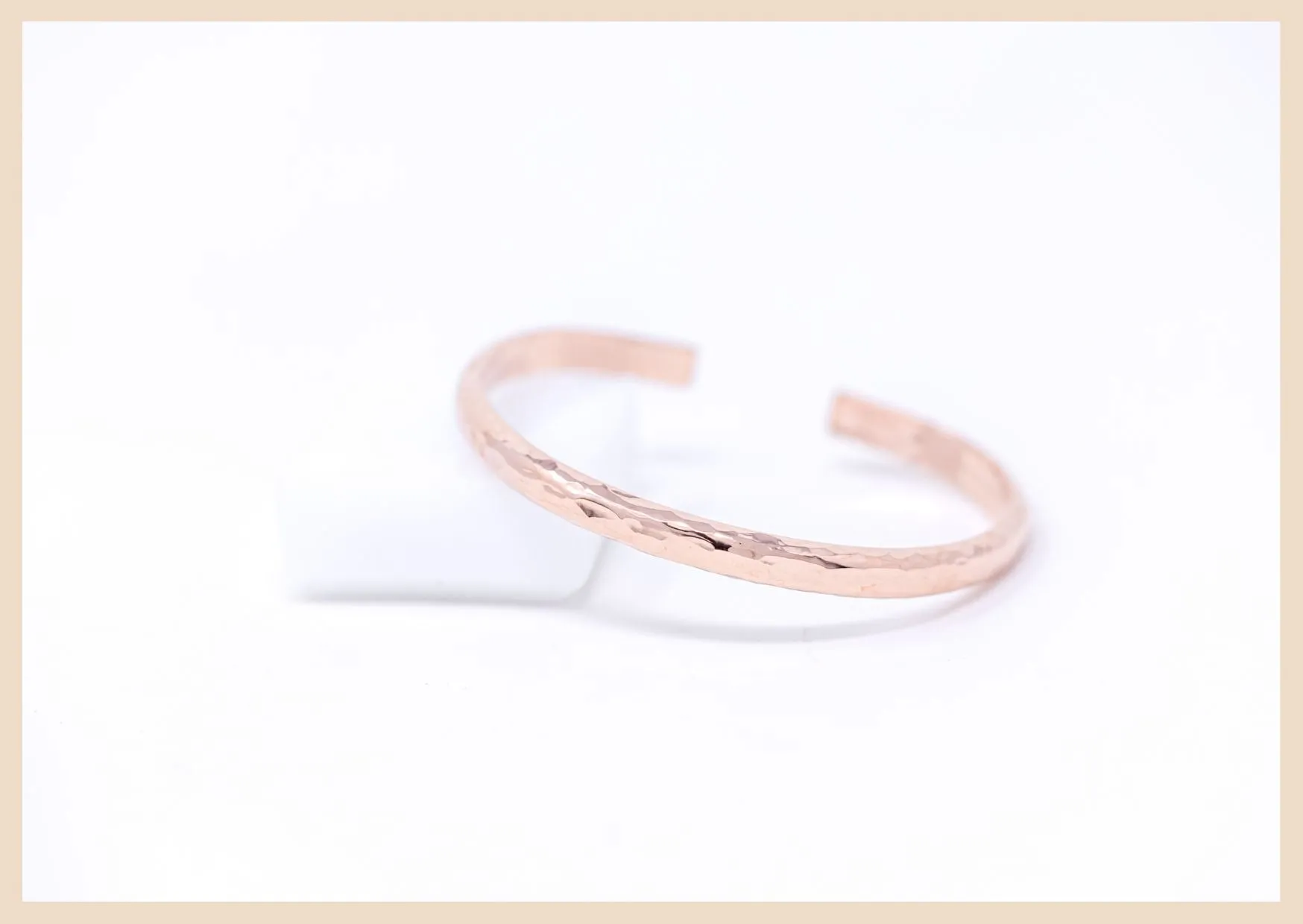 Wanderlust Hammered Rose Gold Bangle Cuff Bracelet