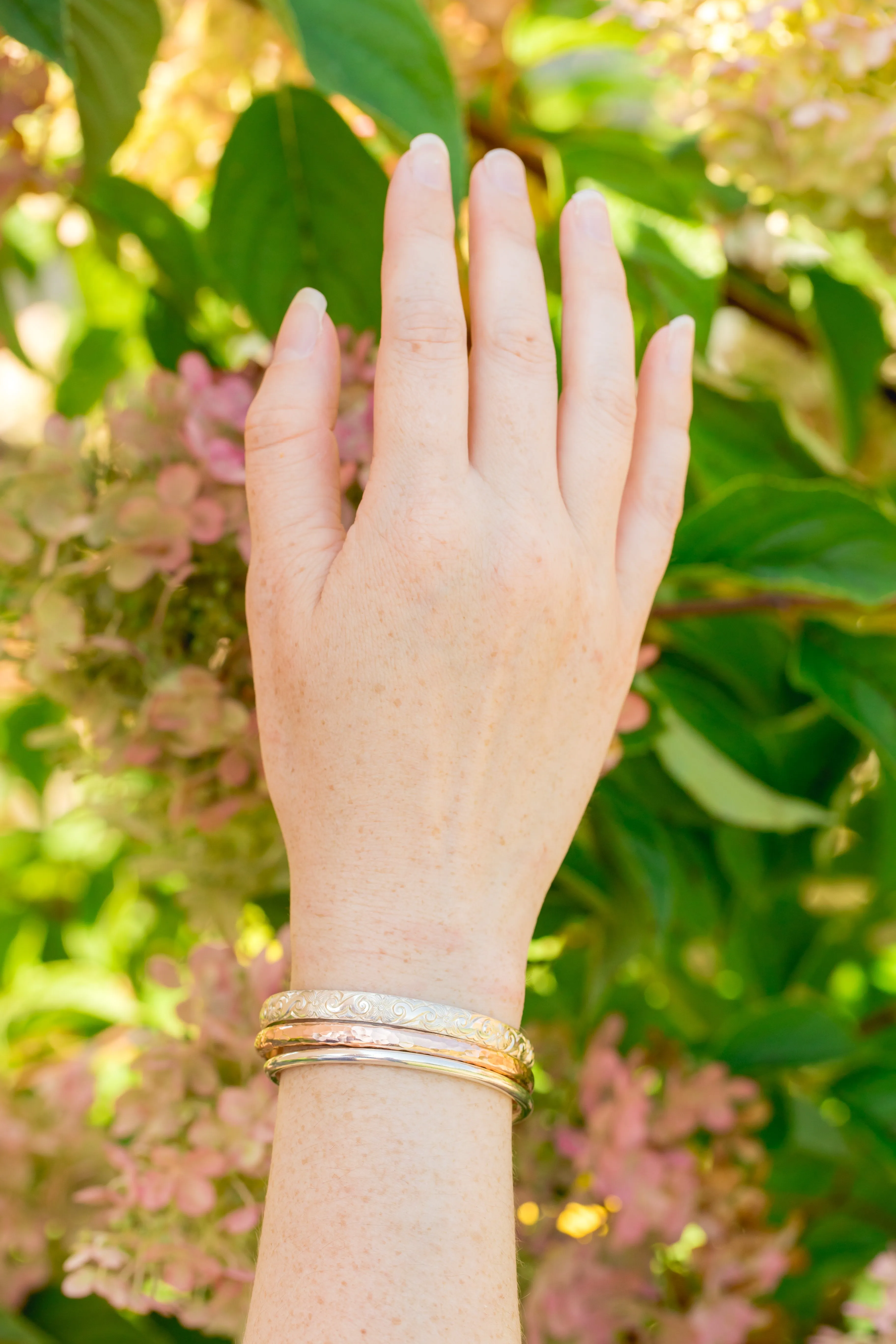 Wanderlust Hammered Rose Gold Bangle Cuff Bracelet