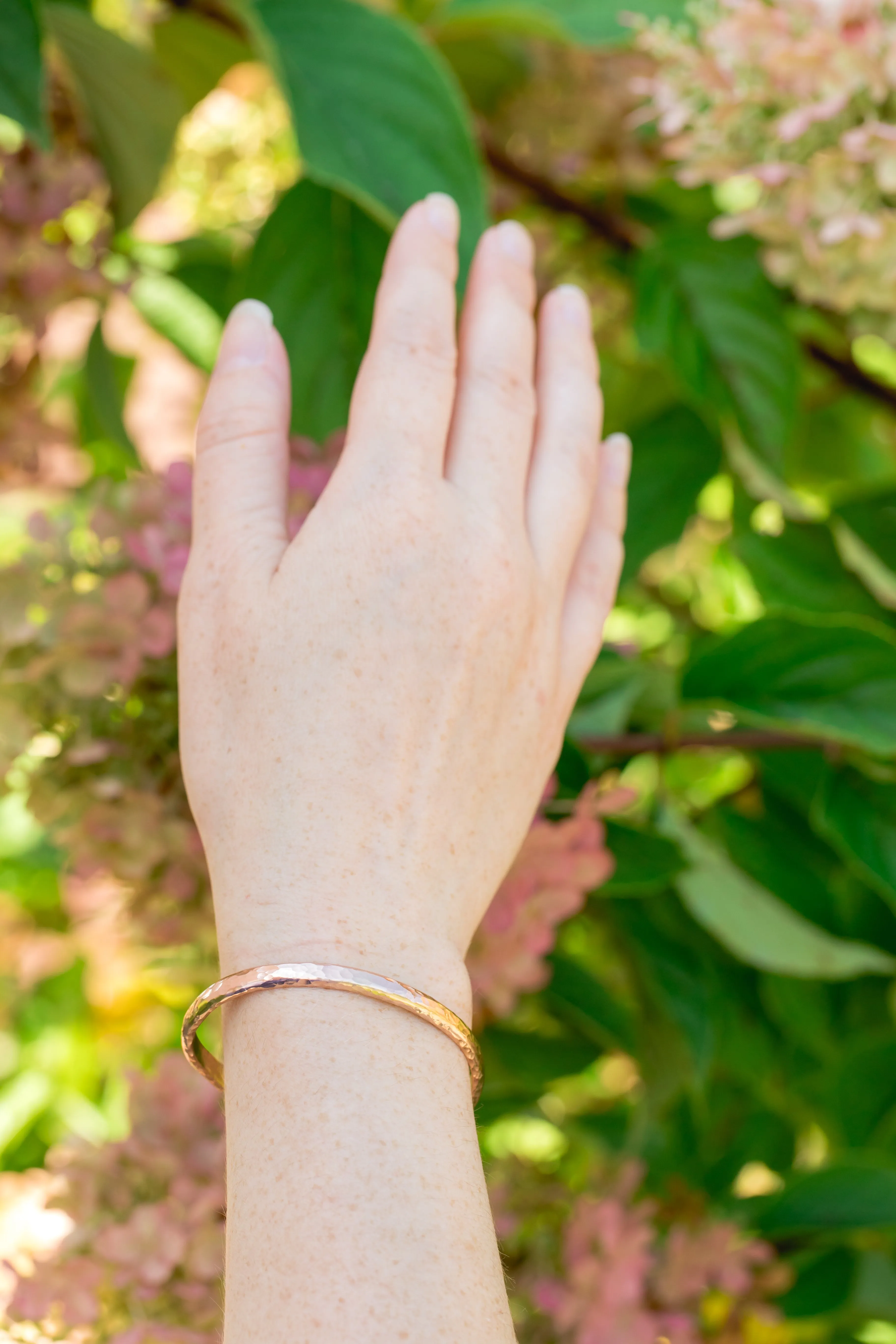 Wanderlust Hammered Rose Gold Bangle Cuff Bracelet
