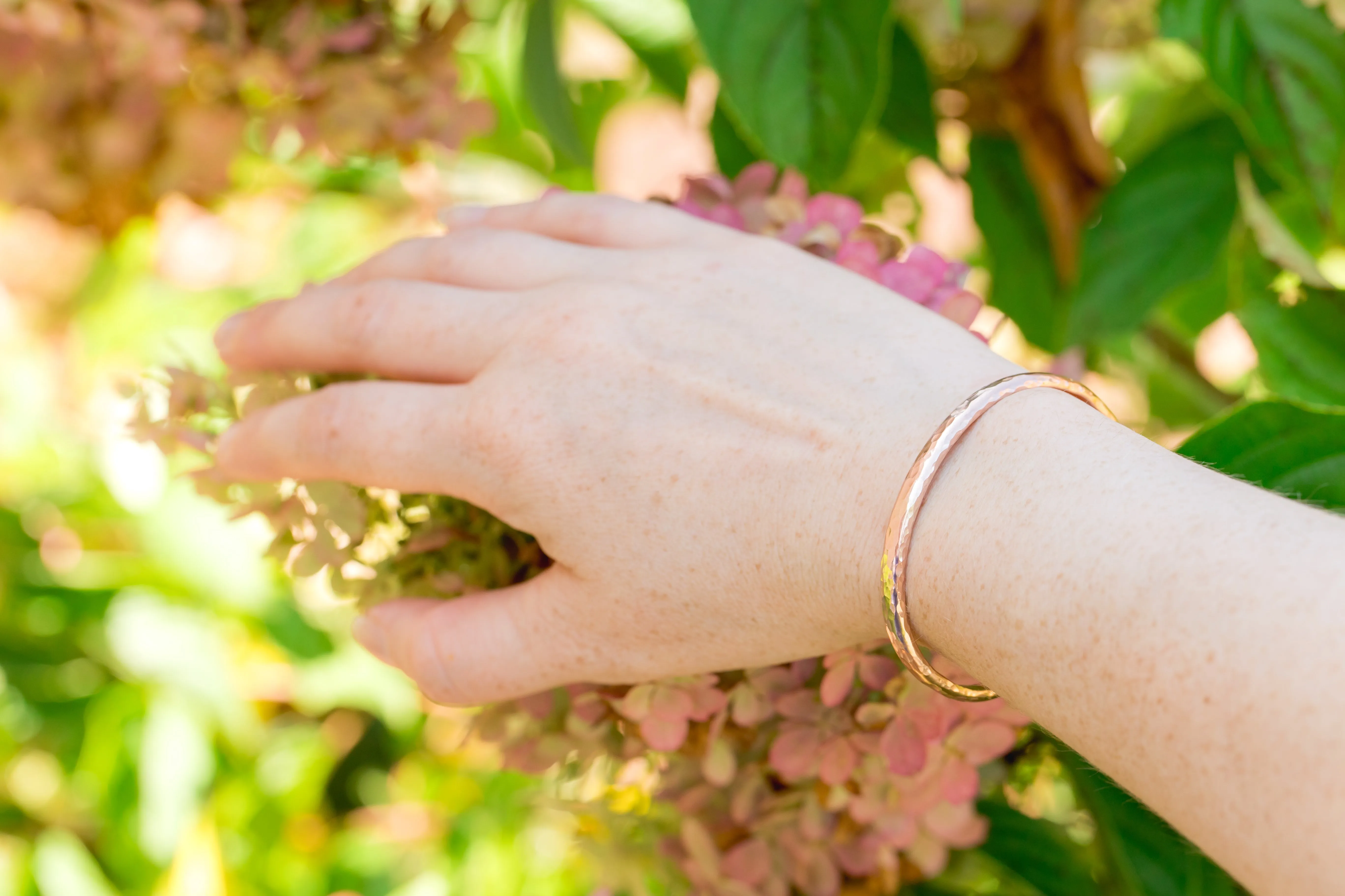Wanderlust Hammered Rose Gold Bangle Cuff Bracelet