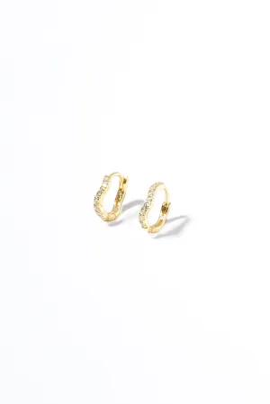 WAVE PAVÉ CRYSTAL SKINNY HOOPS - GOLD