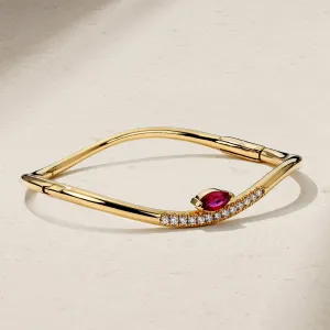 Wave Ruby and Diamond Bangle