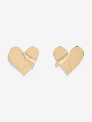 Westside Accessories Gold Heart Design Stud Earrings