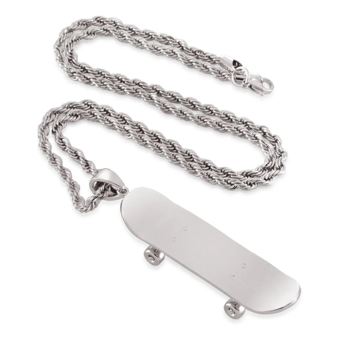 White Gold Skateboard Necklace