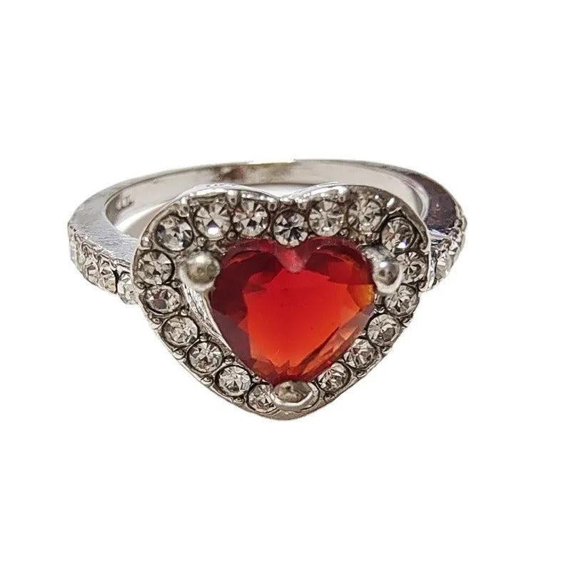 Wholesale Silver Simple and Exquisite Heart shaped Love Set Diamond Fashion Rings