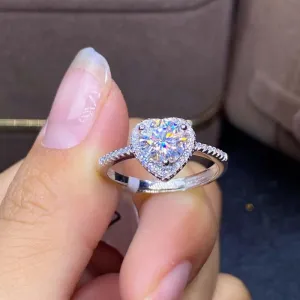 Wholesale Silver Simple and Exquisite Heart shaped Love Set Diamond Fashion Rings