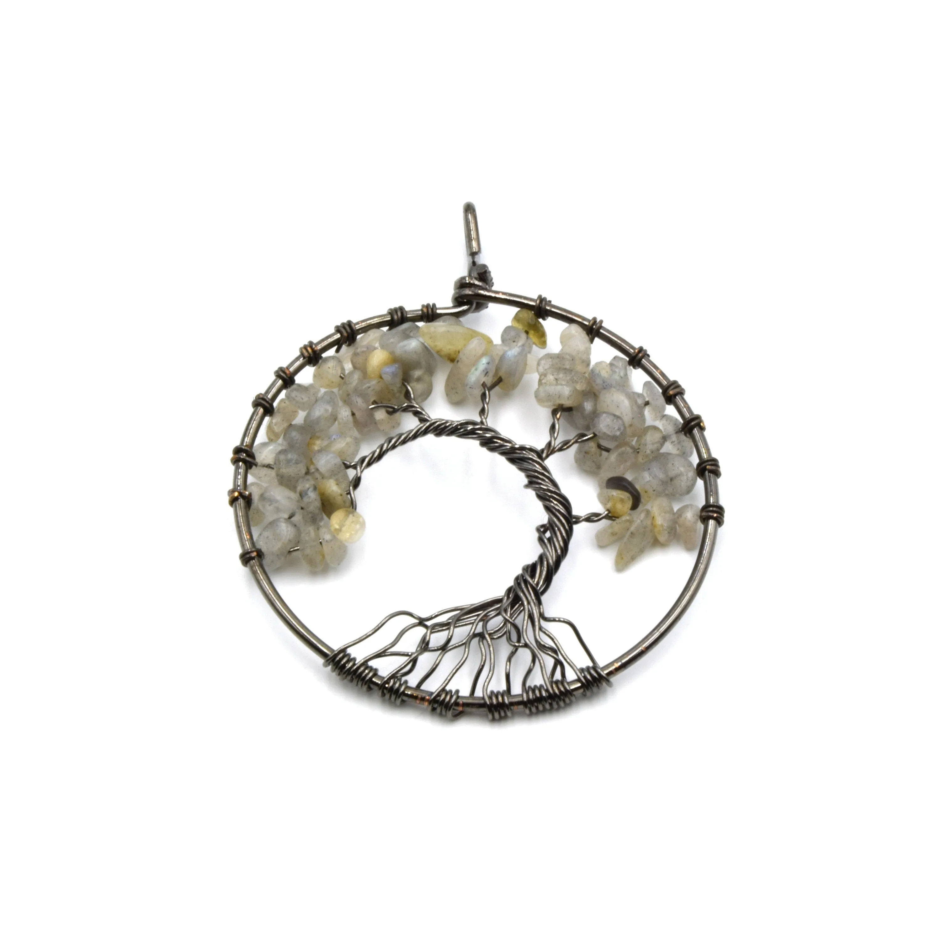Wire Wrapped Tree of Life Focal Pendant - 50mm - Gunmetal Wire Wrapping