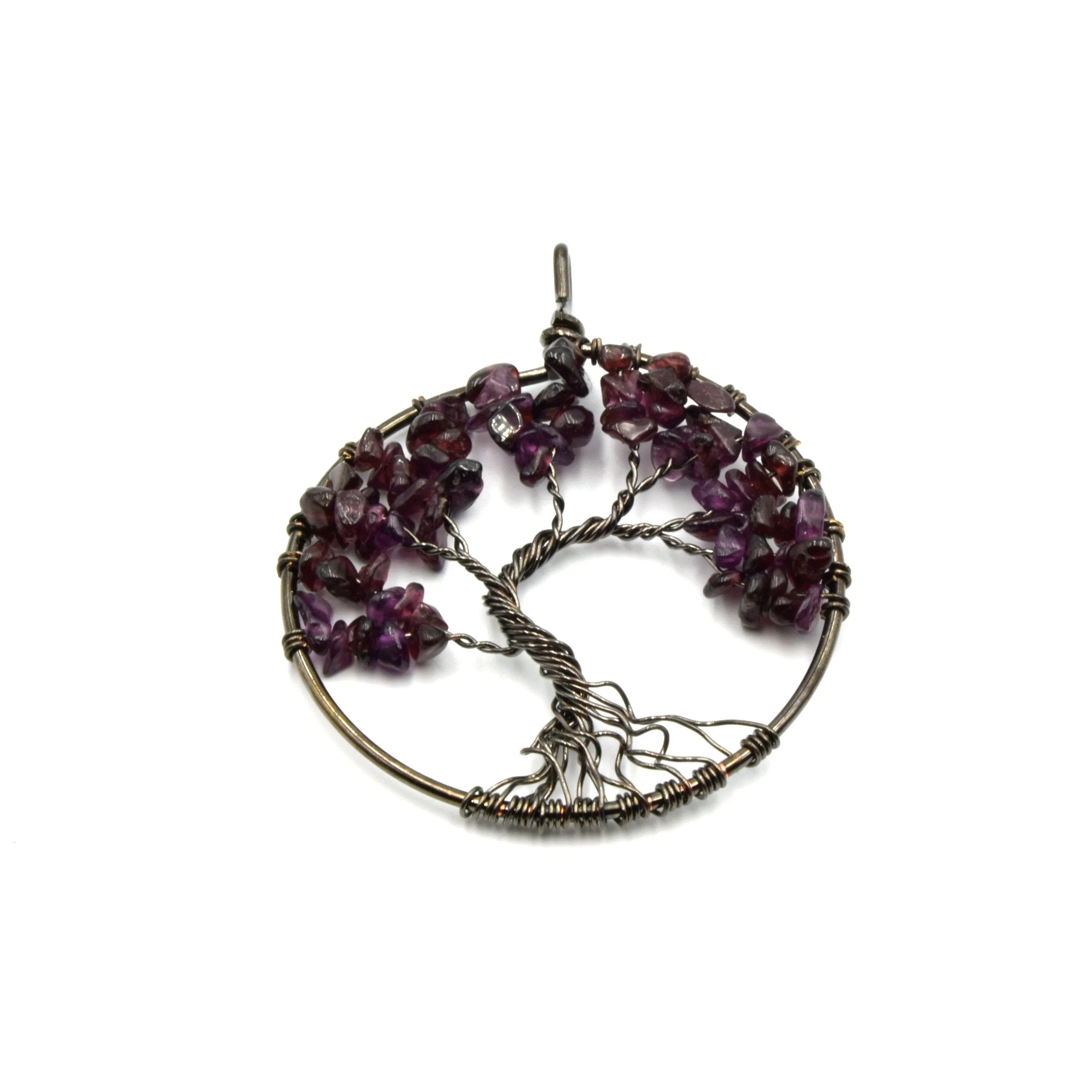 Wire Wrapped Tree of Life Focal Pendant - 50mm - Gunmetal Wire Wrapping