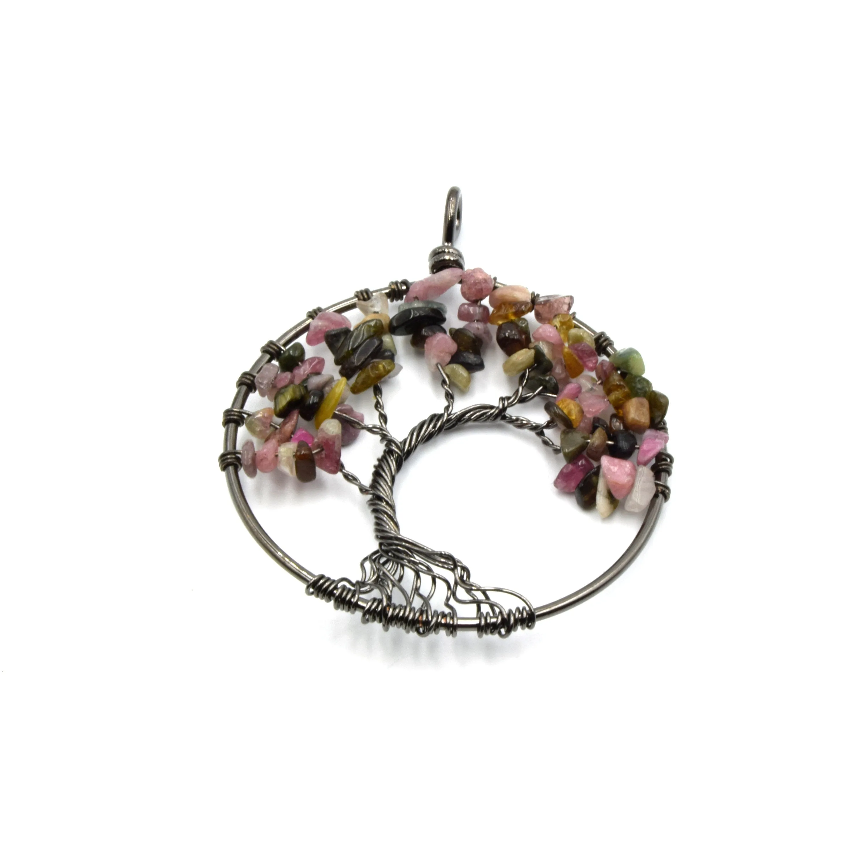 Wire Wrapped Tree of Life Focal Pendant - 50mm - Gunmetal Wire Wrapping