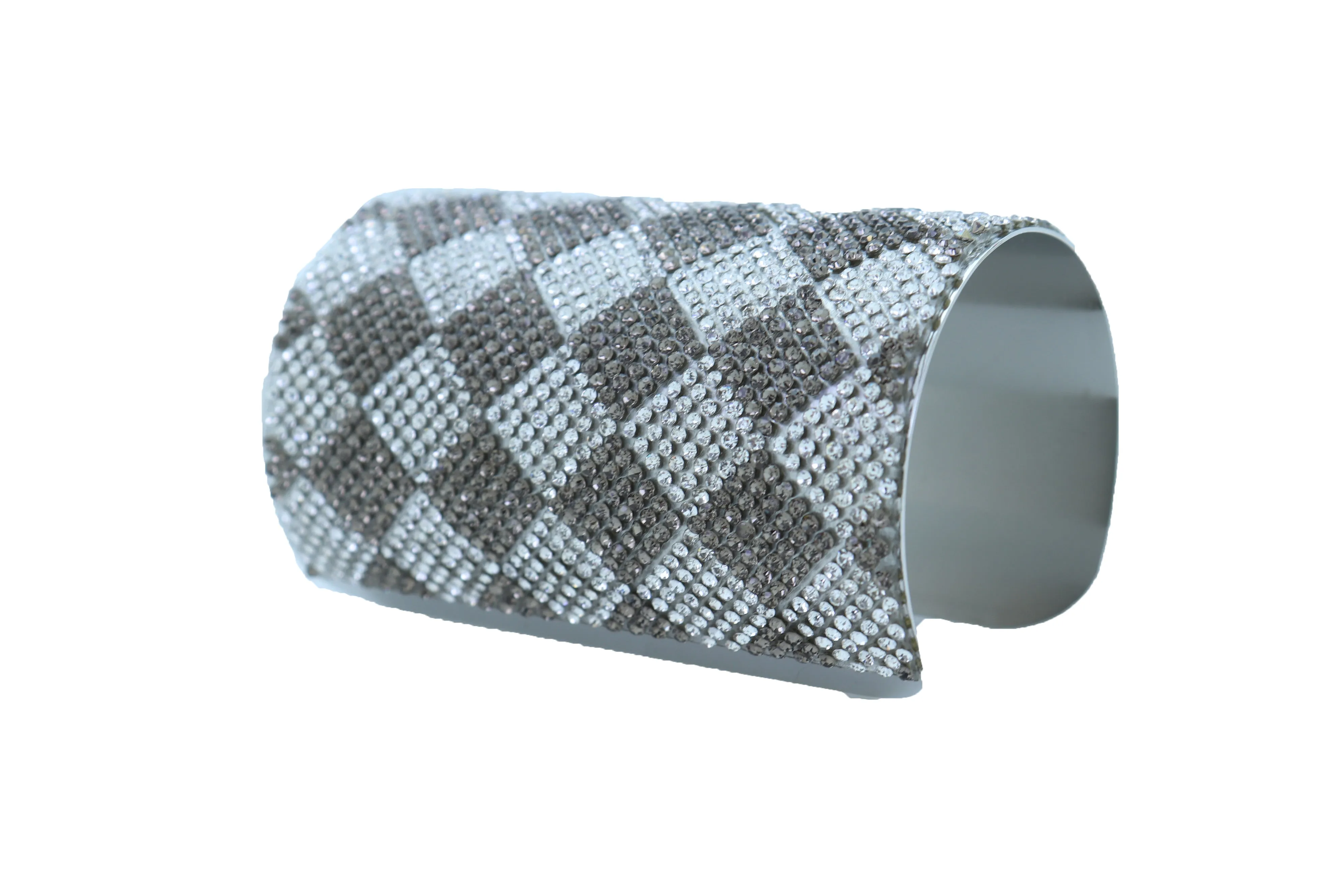 Women Long Cuff Bracelet Silver Metal Geometric Square Bling One Size