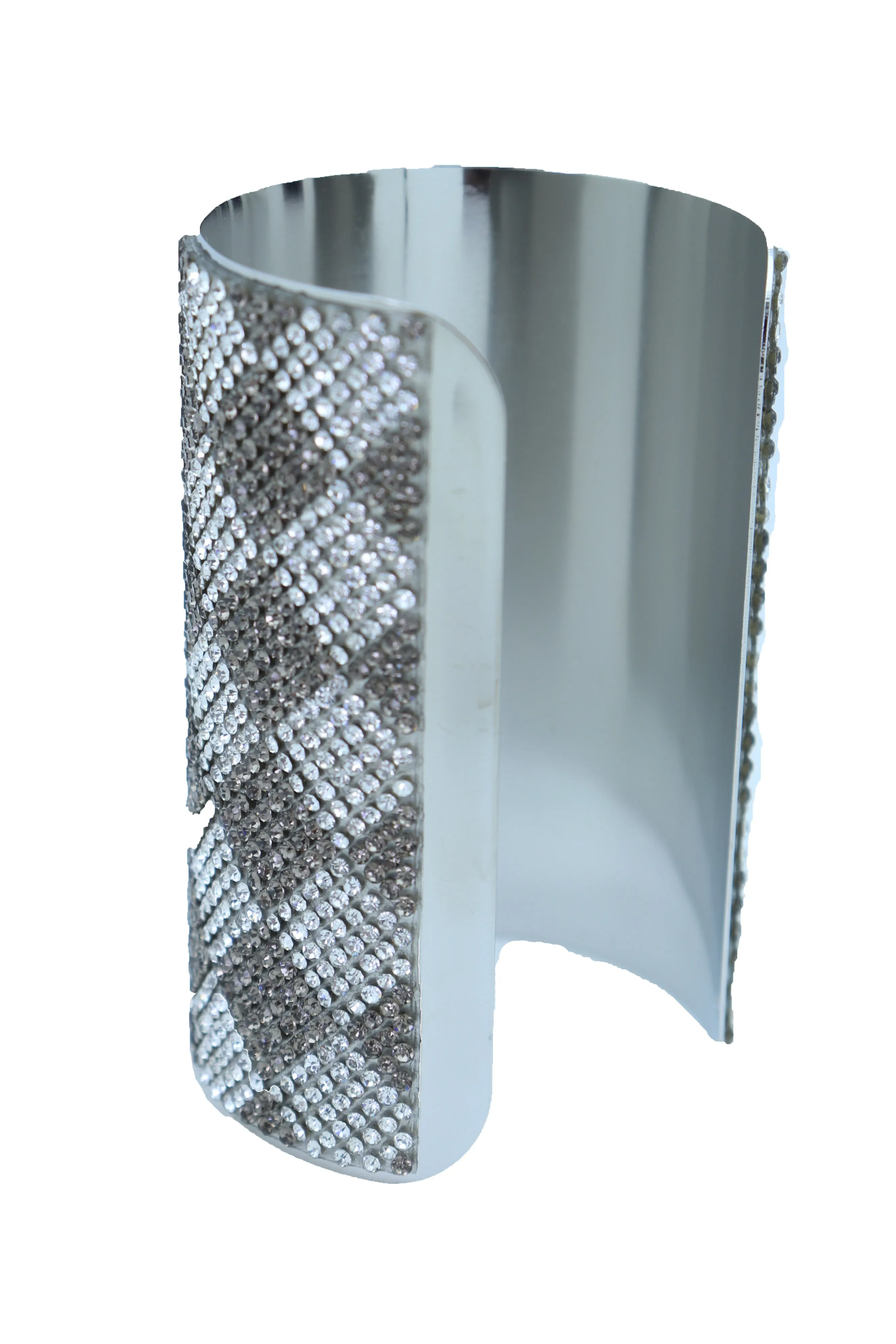 Women Long Cuff Bracelet Silver Metal Geometric Square Bling One Size