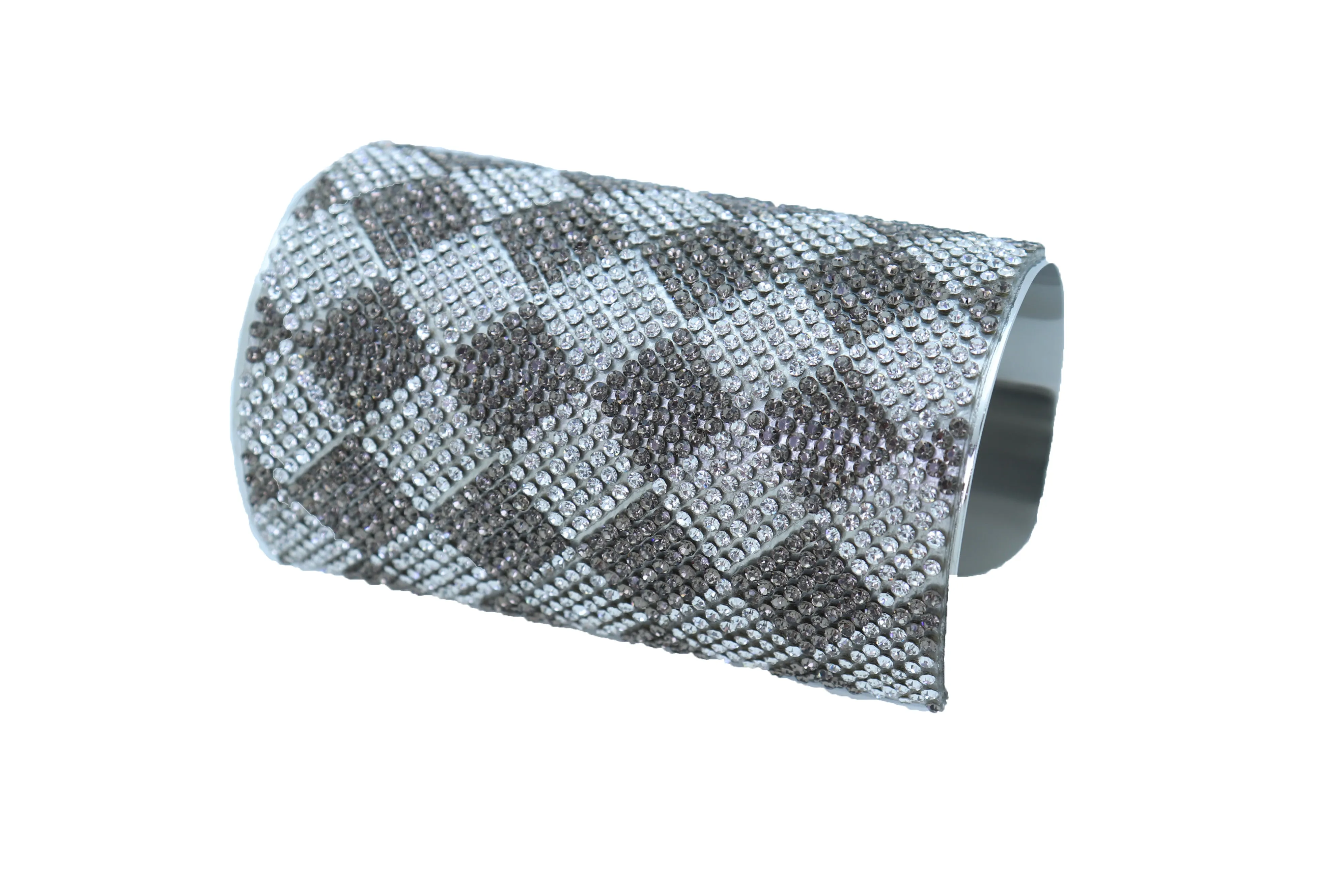 Women Long Cuff Bracelet Silver Metal Geometric Square Bling One Size