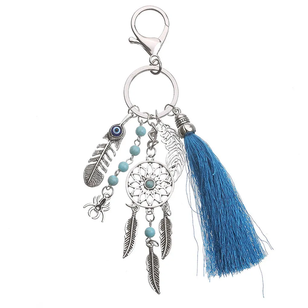 Women’s Dreamcatcher Keychain Boho Tassel Leaf Pendant