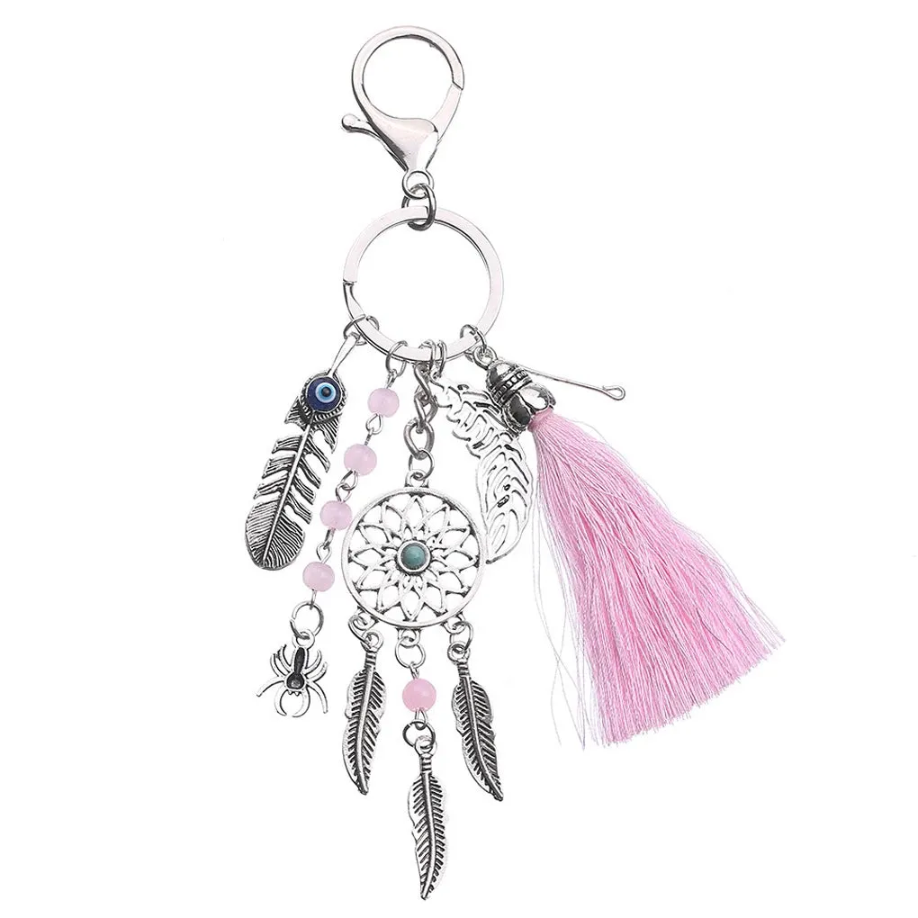 Women’s Dreamcatcher Keychain Boho Tassel Leaf Pendant