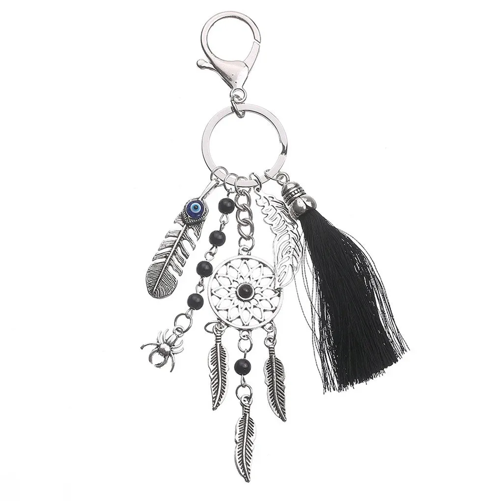 Women’s Dreamcatcher Keychain Boho Tassel Leaf Pendant
