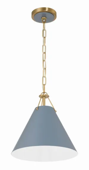 Xavier 1 Light Vibrant Gold   Blue Mini Pendant