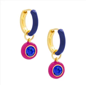 Zenzii - Hot Pink Enamel and Crystal Drop Earring